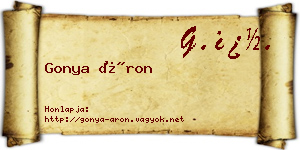 Gonya Áron névjegykártya